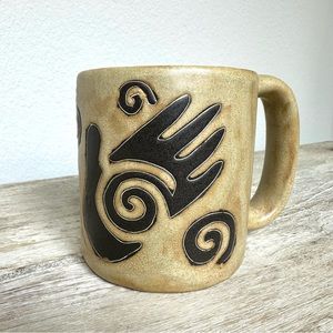 Mara Healing Hand Stoneware Pottery Mug from Mexico